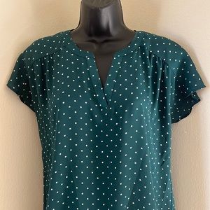 Green polka dot Banana Republic work blouse